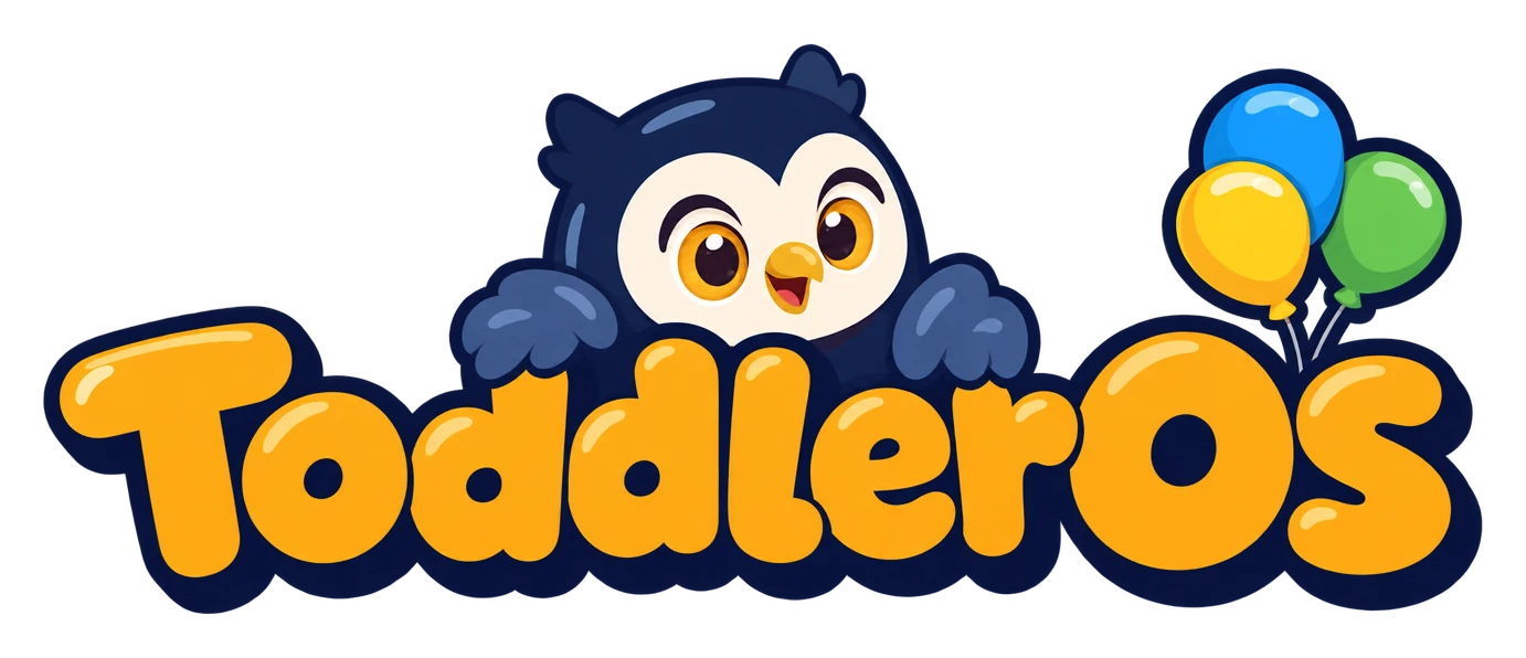 ToddlerOS, with Ollie the owl peeking over the name and three balloons.